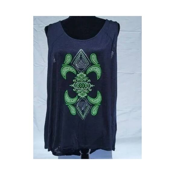 Rock 47 Blue Green Tank Top Shirt Women's Medium - Picture 1 of 4